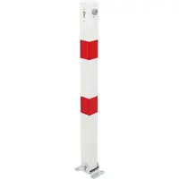 Alberts Poteau de barrage Klappy | à visser, réversible | blanc | poteaux 70 x 70 mm | hauteur hors sol 100 cm | avec serrure à cylindre profilée à fermeture identique