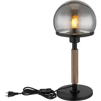 Globo Lampe de table Haku noir avec verre fumé