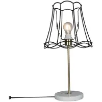 QAZQA Lampe de table rétro en laiton avec abat-jour Granny Frame noir 30 cm - Kaso
