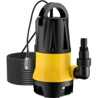 Wiltec Pompe immergée avec capteur de niveau d’eau – 550 W, 12500 l/h – Refoulement max. 7 m, profondeur max. 7 m – Thermorégulateur – Pompe submersible Eau sale