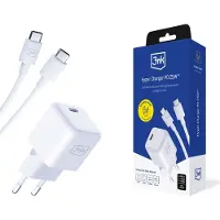 3MK Chargeurs rapides Hyper Charger PD 25W USB-C + câble de charge vers USB C-C