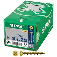 Spax Yellox Z2 3.5x25 Mm Countersunk Cross Head Screw 1000 Units Vert