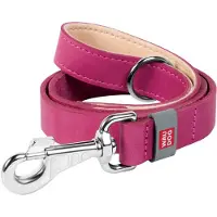 Waudog natural leather dog leash 20 mm wide, 122 cm long pink (Chien, Promenade)