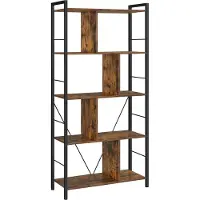 Songmics Meuble de rangement, Bibliothèque, Étagère 5 Niveaux, avec compartiments Ouverts, Marron Rustique et Noir