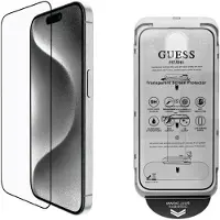 GUESS SzkÅo hartowane Protecteur d'écran 2.5D Outline na iPhone 16 Pro Max (1 pcs, Apple iPhone 16 Pro, Apple iPhone 16 Pro Max), Téléphone portable : film de protection, Transparent, Noir