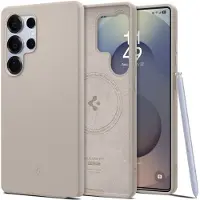 Spigen Silicone Fit Mag Hülle für Samsung Galaxy S25Ultra – Titan (Samsung Galaxy S25 Ultra), Coque pour téléphone portable, Transparent, Gris