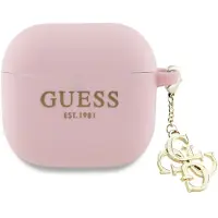 GUESS Gua4Lecg4P Airpods 4 Cover Różowy/Pink Silicone 4G Charm