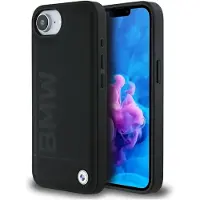 BMW Étui pour iPhone 16e en cuir noir gaufré