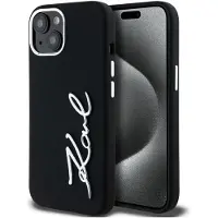 Karl Lagerfeld Etui Silicone Métal Script Logo Do Iphone 15 Czarny