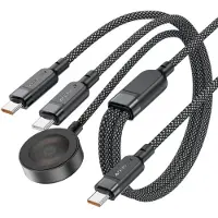Acefast C6-11 Usb-C 3-In-1 Cable - 2X Usb-C / Qi 480Mb/S 100W 1.2M - Noir