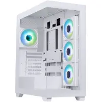 BitFenix Boîtier CETO, format ATX, 4 ventilateurs ARGB de 120 mm, 2 ports USB 3.0, port USB-C, panneau en verre trempé, couleur blanche