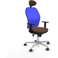 Piqueras Y Crespo Chaise de bureau avec appui-tête Jorquera 1D086G1 Bleu Marron Foncé