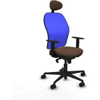 Piqueras Y Crespo Chaise de bureau avec appui-tête Jorquera 1D036N1 Bleu Marron Foncé