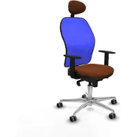 Piqueras Y Crespo Chaise de bureau avec appui-tête Jorquera 1D086G1 Bleu Marron