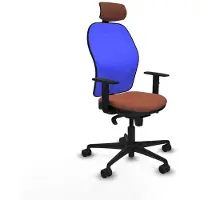 Piqueras Y Crespo Chaise de bureau avec appui-tête 1D036N2 Bleu Marron