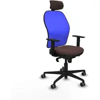 Piqueras Y Crespo Chaise de bureau avec appui-tête 1D036G2 bleu marron foncé