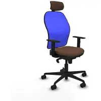 Piqueras Y Crespo Chaise de bureau avec appui-tête 1D036N2 bleu marron foncé