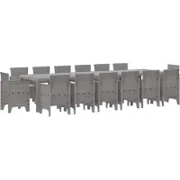 vidaXL Salon de jardin 15 pcs gris clair Polt rotin