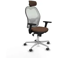 Piqueras Y Crespo Chaise de bureau avec appui-tête 3D086G2 Blanc Marron foncé