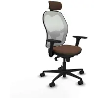 Piqueras Y Crespo Chaise de bureau avec appui-tête 3D036N2 Blanc Marron foncé