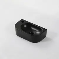 Qeramiq Pure Lave-mains - 40x22x12cm - Gauche - Lisse - demi-rond - 1 trou de robinet - Céramique - Noir mat DX-8718RMB