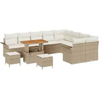 vidaXL Ensemble de salon de jardin , 12 pièces, 11 places, beige et crème