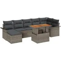vidaXL Ensemble de canapé de jardin avec mémoire 8 pcs Gris Poly Rattan
