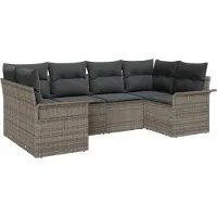 vidaXL Ensemble de canapé de jardin avec mémoire 6 pcs Gris Poly Rattan