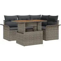 vidaXL Ensemble de canapé de jardin avec mémoire 5 pcs Gris Poly Rattan