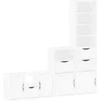 vidaXL Meuble-paroi 4 pièces avec espace de rangement ODDA blanc pin massif