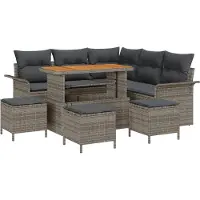 vidaXL Ensemble de salon de jardin , 9 pièces, couleur grise, capacité : 8 personnes