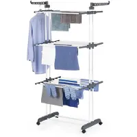 DS Produkte EASYmaxx Tour à linge 1600 avec roulettes, 3 étages et 2 ailes latérales pour 14 cintres