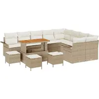 vidaXL Ensemble de salon de jardin , 13 pièces, 12 places, beige et crème