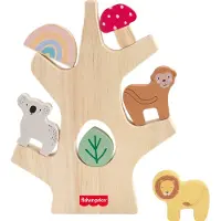 Fisher-Price Jouet empiler en bois Arbre d'quilibre 10 pices en bois pour jeu de dveloppement pour enfants d'ge prscolaire partir de 3 a