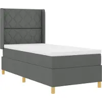 vidaXL Lit boxspring avec bandes lumineuses LED, gris, 90 x 200 cm, tissu