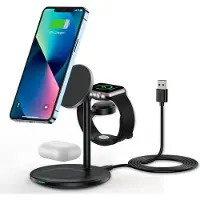 Choetech Station de charge par induction 3W1 Iphone 12/13/14, Airpods Pro, Apple Watch Noir (T585-F)
