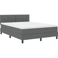 vidaXL Lit boxspring avec tête de lit gris foncé 140 x 200 cm Tissu
