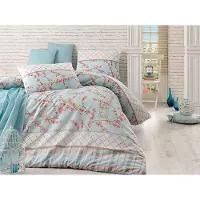 L'essentiel Maison , Begonvilla- EPJ6842, turquoise, couettes, 65 % coton / 35 % polyester