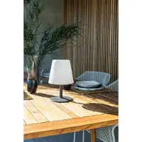 Lumisky Lampe de table sans fil pied en acier gris LED blanc chaud/blanc dimmable STANDY MINI Rock H25cm