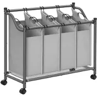Songmics Chariot à linge 4 sacs amovibles, Gris
