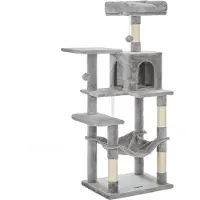 Feandrea Griffoir Pour Chat, Maison Pour Chat Avec Hamac, 143 Cm, Gris Clair Pct161W01 Lumarko !