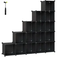 Songmics Armoire à chaussures modulable, Noir / 125 x 31 x 125 cm