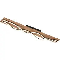 Briloner Vinka Plafonnier LED Vintage,Reproduction bois, forme ondulée, 2 flammes, ON/OFF, noir-bois, 98 x 11 x 13,5 cm