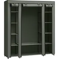 Songmics Armoire De Rangement En Tissu, Penderie Avec Housse, 45 X 150 X 175 Cm, 12 Compartiments, Vert Olive
