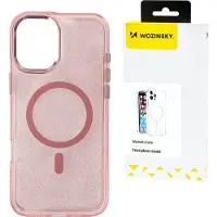 Wozinsky Glitter Case with Mag Safe for Samsung Galaxy S25 - Pink with Glitter (Samsung Galaxy S25), Coque pour téléphone portable, Pink, Transparent