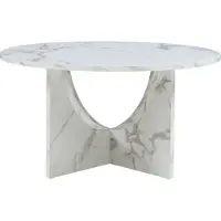 En.casa Table basse 'Rindal' ronde 80 x 42 cm aspect marbre, blanc
