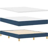 vidaXL Lit boxspring avec tête de lit, bleu, 190 x 140 cm, tissu
