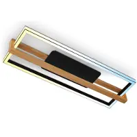Briloner CCT LED Plafonnier, noir, avec bois, LED/50W