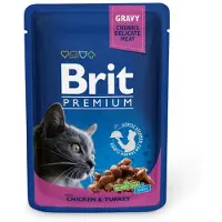 Brit Premium Adult Mix smaków 48x100 g kurczak i indyk, dorsz saszetki dla kotów