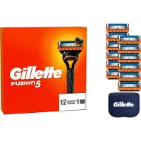 Gillette Lames de rechange Accessoires de rasage Fusion5 12 pièces plus grandes bandes lubrifiantes rasage doux pour hommes